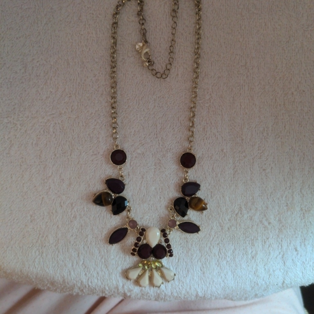 LOFT Gold and Purple Statement Necklace